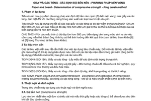 Tiêu chuẩn quốc gia TCVN 6896:2015 (ISO 12192:2011) về Giấy và các tông - Xác định độ bền nén - Phương pháp nén vòng