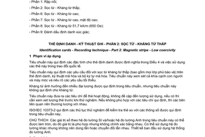 Tiêu chuẩn quốc gia TCVN 11166-2:2015 (ISO/IEC 7811-2:2014) về Thẻ định danh - Kĩ thuật ghi - Phần 1: Sọc từ - Kháng từ thấp