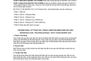 Tiêu chuẩn quốc gia TCVN 11166-9:2015 (ISO/IEC 7811-9:20114) về Thẻ định danh - Kĩ thuật ghi - Phần 9: Đánh dấu định danh xúc giác
