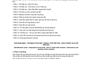Tiêu chuẩn quốc gia TCVN 11167-2:2015 (ISO/IEC 7816-2:2007) về Thẻ định danh - Thẻ mạch tích hợp - Phần 2: Thẻ tiếp xúc - Kích thước và vị trí tiếp xúc