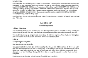 Tiêu chuẩn quốc gia TCVN 10394:2014 (CODEX STAN 297:2009) về Rau đóng hộp