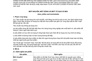 Tiêu chuẩn quốc gia TCVN 10393:2014 (CODEX STAN 296:2009) về Mứt nhuyễn, mứt đông và mứt từ quả có múi