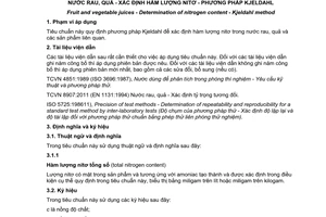 Tiêu chuẩn quốc gia TCVN 10385:2014 (EN 12135:1997) về Nước rau, quả - Xác định hàm lượng nitơ - Phương pháp KJELDAHL