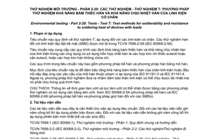 Tiêu chuẩn quốc gia TCVN 7699-2-20:2014 (IEC 60068-2-20:2008) về Thử nghiệm môi trường - Phần 2-20: Các thử nghiệm - Thử nghiệm T: Phương pháp thử nghiệm khả năng bám thiếc hàn và khả năng chịu nhiệt hàn của linh kiện có chân