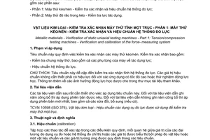 Tiêu chuẩn quốc gia TCVN 10600-1:2014 (ISO 7500-1:2004) về Vật liệu kim loại - Kiểm tra xác nhận máy thử tĩnh một trục - Phần 1: Máy thử kéo/nén - Kiểm tra xác nhận và hiệu chuẩn hệ thống đo lực