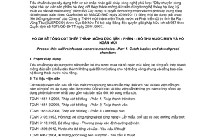 Tiêu chuẩn quốc gia TCVN 10333-1:2014 về Hố ga bê tông cốt thép thành mỏng đúc sẵn - Phần 1: Hố thu nước mưa và hố ngăn mùi