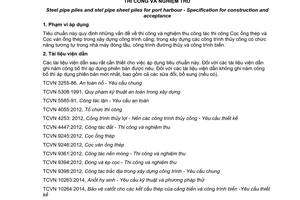 Tiêu chuẩn quốc gia TCVN 10318:2014 về Cọc ống thép và cọc ống ván thép sử dụng trong xây dựng công trình cảng - Thi công và nghiệm thu