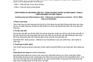 Tiêu chuẩn quốc gia TCVN 10357-2:2014 (ISO 9444-2:2009) về Thép không gỉ cán nóng liên tục - Dung sai kích thước và hình dạng - Phần 2: Thép dải rộng và thép tấm/lá