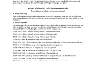 Tiêu chuẩn quốc gia TCVN 6394:2014 về Mương bê tông cốt thép thành mỏng đúc sẵn