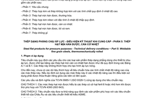 Tiêu chuẩn quốc gia TCVN 9985-5:2014 (ISO 9328-5:2011) về Thép dạng phẳng chịu áp lực - Điều kiện kỹ thuật khi cung cấp - Phần 5: Thép hạt mịn hàn được, cán cơ nhiệt