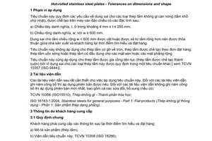 Tiêu chuẩn quốc gia TCVN 10358:2014 (ISO 18286:2008) về Thép tấm không gỉ cán nóng - Dung sai kích thước và hình dạng