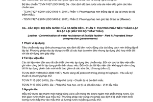 Tiêu chuẩn quốc gia TCVN 7427-1:2014 (ISO 5403-1:2011) về Da - Xác định độ bền nước của da mềm dẻo - Phần 1: Phương pháp nén thẳng lặp đi lặp lại (máy đo độ thẩm thấu)