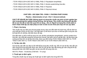 Tiêu chuẩn quốc gia TCVN 10522-1:2014 (ISO 3451-1:2008) về Chất dẻo - Xác định tro - Phần 1: Phương pháp chung