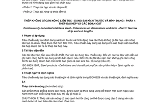 Tiêu chuẩn quốc gia TCVN 10357-1:2014 (ISO 9444-1:2009) về Thép không gỉ cán nóng liên tục - Dung sai kích thước và hình dạng - Phần 1: Thép dải hẹp và các đoạn cắt