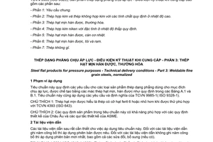 Tiêu chuẩn quốc gia TCVN 9985-3:2014 (ISO 9328-3:2011) về Thép dạng phẳng chịu áp lực - Điều kiện kỹ thuật khi cung cấp - Phần 3: Thép hạt mịn hàn được, thường hóa