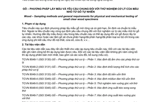 Tiêu chuẩn quốc gia TCVN 8044:2014 (ISO 3129:2012) về Gỗ - Phương pháp lấy mẫu và yêu cầu chung đối với thử nghiệm cơ lý của mẫu nhỏ từ gỗ tự nhiên
