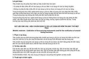 Tiêu chuẩn quốc gia TCVN 10598:2014 (ISO 376:2011) về Vật liệu kim loại - Hiệu chuẩn dụng cụ đo lực dung để kiểm tra máy thử một trục
