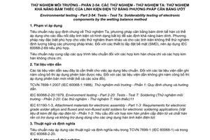 Tiêu chuẩn quốc gia TCVN 7699-2-54:2014 (IEC 60068-2-54:2006) về Thử nghiệm môi trường - Phần 2-54: Các thử nghiệm - Thử nghiệm Ta: Thử nghiệm khả năng bám thiếc của linh kiện điện tử bằng phương pháp cân bằng ướt
