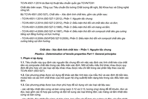 Tiêu chuẩn quốc gia TCVN 4501-1:2014 (ISO 527-1:2012) về Chất dẻo - Xác định tính chất kéo - Phần 1: Nguyên tắc chung