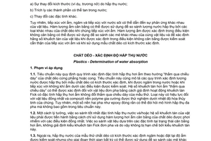 Tiêu chuẩn quốc gia TCVN 10521:2014 (ISO 62:2008) về Chất dẻo - Xác định độ hấp thụ nước