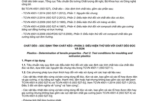Tiêu chuẩn quốc gia TCVN 4501-2:2014 (ISO 527-2:2012) về Chất dẻo - Xác định tính chất kéo - Phần 2: Điều kiện thử đối với chất dẻo đúc và đùn