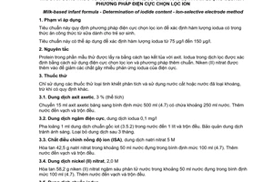 Tiêu chuẩn quốc gia TCVN 10581:2014 (AOAC 992.24) về Thức ăn theo công thức từ sữa dành cho trẻ sơ sinh - Xác định hàm lượng IODUA - Phương pháp điện cực chọn lọc ion