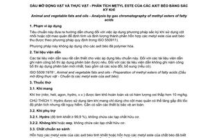 Tiêu chuẩn quốc gia TCVN 10475:2014 (ISO 5508:1990) về Dầu mỡ động vật và thực vật - Phân tích metyl este của các axit béo bằng sắc kí khí