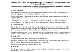 Tiêu chuẩn quốc gia TCVN 10658:2014 về Muối (natri clorua) - Xác định hàm lượng canxi và magie - Phương pháp đo phổ hấp thụ nguyên tử ngọn lửa