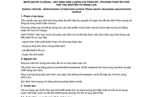 Tiêu chuẩn quốc gia TCVN 10661:2014 về Muối (natri clorua) - Xác định hàm lượng chì tổng số - Phương pháp đo phổ hấp thụ nguyên tử ngọn lửa