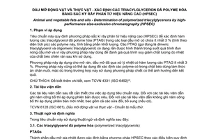 Tiêu chuẩn quốc gia TCVN 10479:2014 (ISO 16931:2009) Dầu mỡ động vật và thực vật - Xác định các traiacylglycerol đã polyme hóa bằng sắc kí rây phân tử hiệu năng cao (HPSEC)