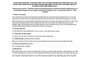 Tiêu chuẩn Việt Nam TCVN 10751:2015 về Thuốc bảo quản gỗ - Phương pháp thử tại hiện trường xác định hiệu lực của thuốc bảo quản gỗ để sử dụng trong điều kiện có lớp phủ và không tiếp đất - Phương pháp ghép mộng chữ L