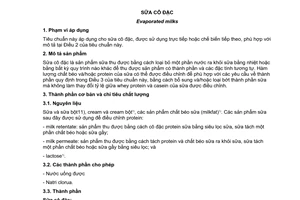 Tiêu chuẩn quốc gia TCVN 10558:2015 (CODEX STAN 281-1971, REVISED 1999 WITH AMENDMENT 2010) về Sữa cô đặc