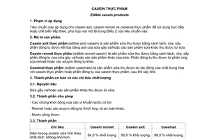 Tiêu chuẩn quốc gia TCVN 10561:2015 (CODEX STAN 290-1995, REVISED 2001 WITH AMENDMENT 2014) về Casein thực phẩm