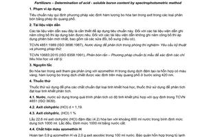 Tiêu chuẩn quốc gia TCVN 10679:2015 về Phân bón - Xác định hàm lượng Bo hòa tan trong axit - Phương pháp quang phổ