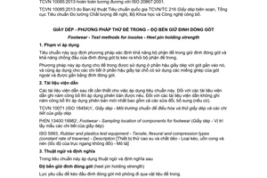 Tiêu chuẩn quốc gia TCVN 10085:2013 (ISO 20867:2001) về Giầy dép – Phương pháp thử đế trong – Độ bền định đóng gót