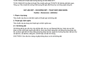 Tiêu chuẩn quốc gia TCVN 10042:2013 (ISO 9092 : 2011) về Vật liệu dệt - Vải không dệt - Thuật ngữ, định nghĩa