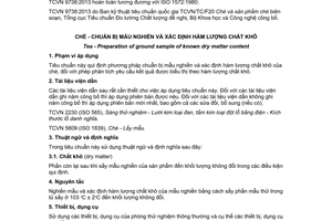Tiêu chuẩn quốc gia TCVN 9738:2013 (ISO 1572:1980) về Chè - Chuẩn bị mẫu nghiền và xác định hàm lượng chất khô