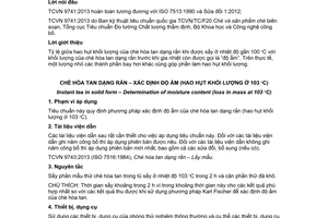 Tiêu chuẩn quốc gia TCVN 9741:2013 (ISO 7513:1990, sửa đổi 1:2012) về Chè hòa tan dạng rắn - Xác định độ ẩm (hao hụt khối lượng ở 103ºC)