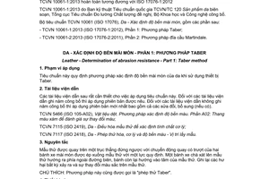 Tiêu chuẩn quốc gia TCVN 10061-1:2013 (ISO 17076-1:2012) về Da - Xác định độ bền mài mòn - Phần 1: Phương pháp Taber