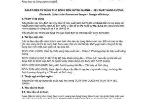 Tiêu chuẩn quốc gia TCVN 7897:2013 về Balát điện tử dùng cho bóng đèn huỳnh quang - Hiệu suất năng lượng
