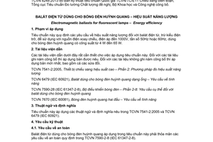 Tiêu chuẩn quốc gia TCVN 8248:2013 về Balát điện từ dùng cho bóng đèn huỳnh quang - Hiệu suất năng lượng