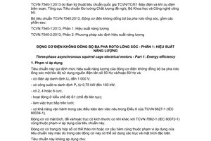 Tiêu chuẩn quốc gia TCVN 7540:2013 về Động cơ điện không đồng bộ ba pha rôto lồng sóc - Phần 1: Hiệu suất năng lượng