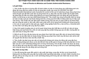 Tiêu chuẩn Việt Nam TCVN 9775:2013 (CAC/RCP 61-2005) về Quy phạm thực hành hạn chế và giảm thiểu tính kháng kháng sinh