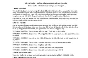 Tiêu chuẩn Việt Nam TCVN 6602:2013 (ISO 8455 : 2011) về Cà phê nhân - Hướng dẫn bảo quản và vận chuyển