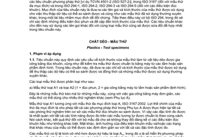 Tiêu chuẩn quốc gia TCVN 9853:2013 (ISO 20753:2008) về Chất dẻo - Mẫu thử