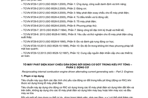 Tiêu chuẩn quốc gia TCVN 9729-2:2013 (ISO 8528-2:2005) về Tổ máy phát điện xoay chiều dẫn động bởi động cơ đốt trong kiểu pit tông – Phần 2: Động cơ