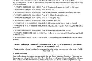 Tiêu chuẩn quốc gia TCVN 9729-6:2013 (ISO 8528-6:2005) về Tổ máy phát điện xoay chiều dẫn động bởi động cơ đốt trong kiểu pit tông – Phần 6: Phương pháp thử