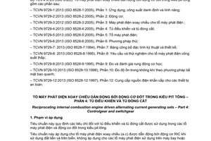 Tiêu chuẩn quốc gia TCVN 9729-4:2013 (ISO 8528-4:2005) về Tổ máy phát điện xoay chiều dẫn động bởi động cơ đốt trong kiểu pit tông – Phần 4: Tủ điều khiển và tủ đóng cắt