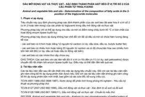 Tiêu chuẩn quốc gia TCVN 9674:2013 (ISO 6800:1997) về Dầu mỡ động vật và thực vật - Xác định thành phần axit béo ở vị trí số 2 của các phân tử triglycerid