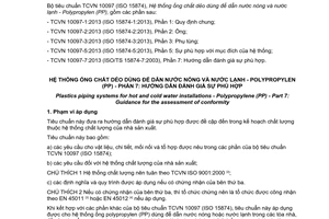 Tiêu chuẩn quốc gia TCVN 10097-7:2013 (ISO/TS 15874-7:2003) về Hệ thống ống chất dẻo dùng để dẫn nước nóng và nước lạnh - Polypropylen (PP) - Phần 7: Hướng dẫn đánh giá sự phù hợp